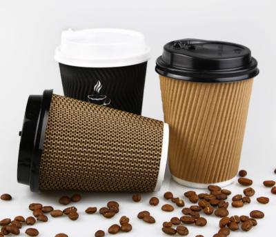 China Wholesale Biodegradable Popular Wall Style Ripple Style 13oz Paper Cup Disposable Eco Friendly Stocked Coffee Paper Cup for sale