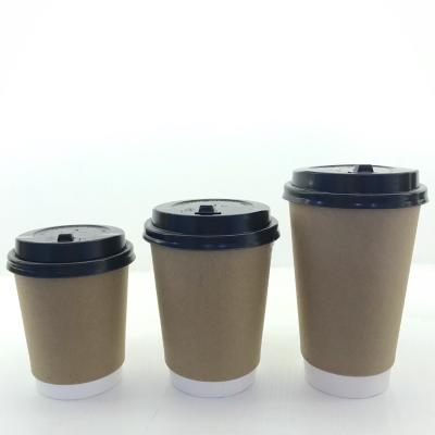 China DOUBLE WALL 2019 New Disposable Single Double Wall Ripple Kraft Paper Printed Take Out Paper Coffee Cup For Wholesale Supplier for sale