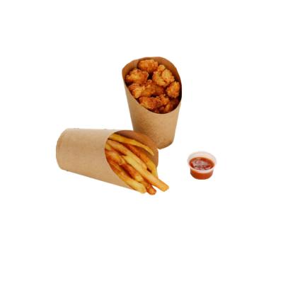 China Customized Disposable Kraft Paper French Fries Cup 14oz Disposable Oblique Ice Cream Egg Paper Cup for sale