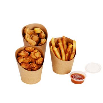 China Wholesale French Fries Chips Paper Cup, Custom Fast Food Egg Waffle Paper Biodegradable Making Cup for sale