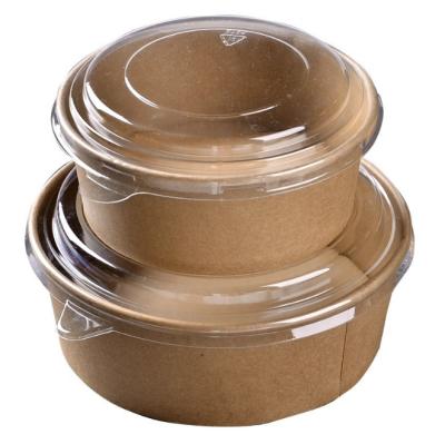 China Disposable eco-friendly stocked biodegradable salad bowl to go disposable kraft paper bowl with lid for hot food containerwith lid for sale