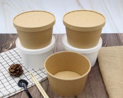 China Disposable Kraft Paper Printing PLA Disposable Biodegradable Paper Soup Bowl for sale