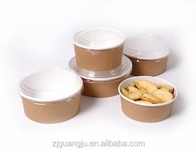 China China Manufacturer PE/PLA /PC140 Biodegradable Coated Disposable Kraft Paper Salad Bowl With Clear Lid for sale