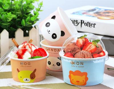 China Disposable ice cream packaging 100% eco-friendly paper container paaper cup ice cream cups with llids for sale