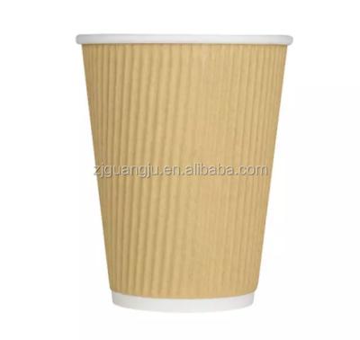 China 100% Disposable Eco-friendly Ripple Double Wall Coffee Cup 8oz 12oz 16oz Red Black Brown Leakproof Low Price And High Quality Ripple Paper Cup Coffee for sale