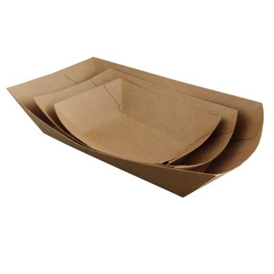 China Single wall disposable paper french fries box, biodegradable food to go recyc led paper food tray for sale