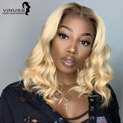 China Bob Closure Hair Wig 4#/613# Honey Blonde 4x4 Roots Short Bob Hair Lace Closure Wig Vinuss Hair Wavy For Women Brazilian for sale