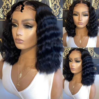 China Bob Wig 4x4 Deep Wave Short Bob Lace Closure Hair Wigs For Black Women Remy Peruvian Human Hair Wig Pre Plucked Bleach Knots for sale