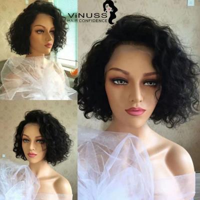 China Brazilian Curly Bob Lace Front Wigs Pre Plucked Bob Short Bob Wigs For Black Women Deep Curly Hair for sale