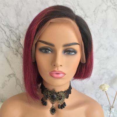 China Custom Baby Hair Bob Human Remy Hair Lace Wigs 99j Pixie Cut Lace Wigs With Color Women Silky Straight Brazilian Hair Wave Hair for sale