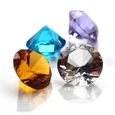 China Europe Crystal Glass Diamond Shaped Paperweight Multicolor Wholesale K9 Decorative Crystal Diamonds For Wedding Favor for sale