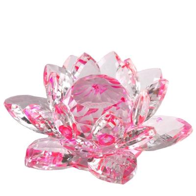 China High Quality Artificial Rose Crystal Glass Lotus Flower Ornaments from Europe for Home Wedding Decorations for sale