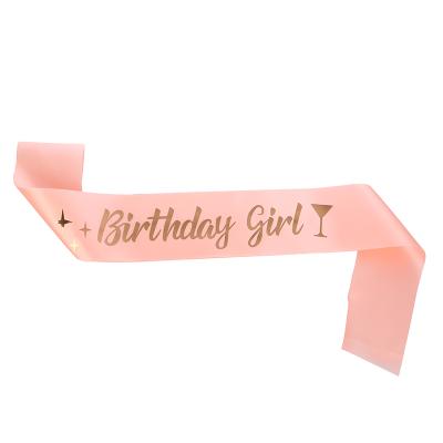 China Eco-friendly Materials Birthday Party Girl Sash Birthday Sash Ribbon Birthday Hot Stamping Process Girl for sale