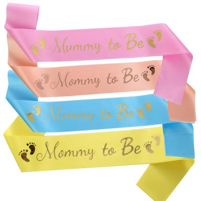 China High Quality Eco-Friendly Materials Mom To Be Birthday Baby Shower Sash With Color Satin Gender Reveal Baby Announcement Party Supplies for sale