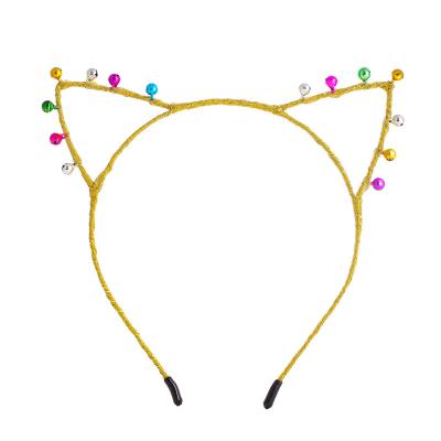 China Popular Wholesale Jingle Bells Cat Ears Headband FG071 Christmas Party Glitter Headband Girls Headband for Girls for sale