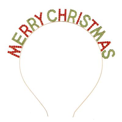 China Crystal Hairbands Sparkly Crystal Merry Christmas Letter Headbands Party Christmas Headpiece Accessories For Women Party for sale