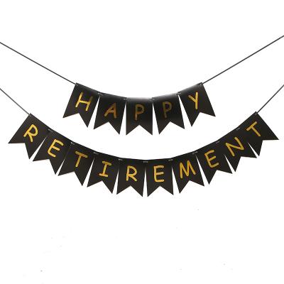 China Travel Agency Gold Letter Birthday Bronzing HAPPY Retirement Flower Letter Pull Banner Fishtail Flag for Happy Retirement Party Decorations for sale