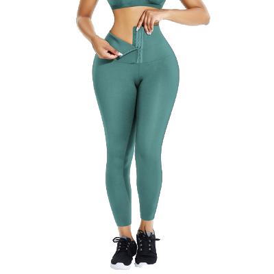 China 2021 High Waist Trainers Antibacterial Slimming Leggings Yoga Pants Shapewear Women Fitness Tights Waist Belt for sale