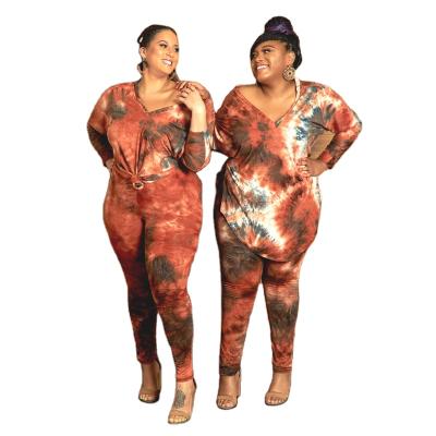 China Anti Pilling New Wholesale Women Casual Tie Dye Plus Size Tops And Pants Legging Women Two Piece Sets for sale