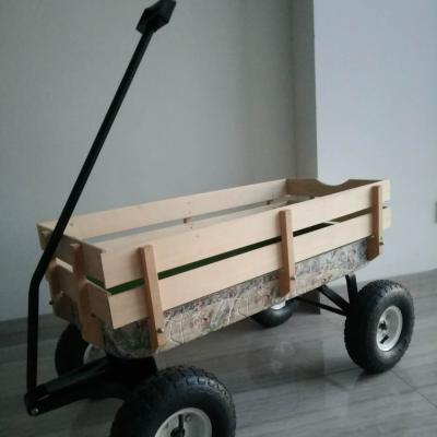 China Four Wheel Storage Roll Container Every Garden Yard Kid Children Wagon Wooden Cart for sale