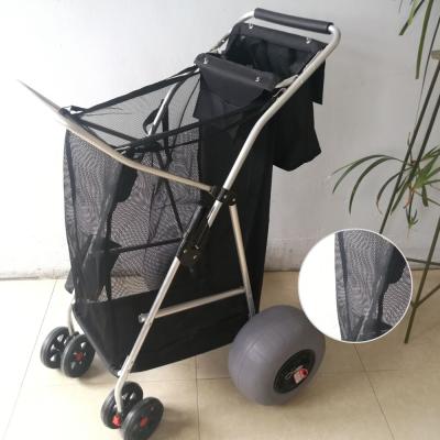 China Popular Light Weight Easy-Carry Aluminum Four Wheel Aluminum Fishing Cart and Practica Tools Use Folding Beach Cart for sale