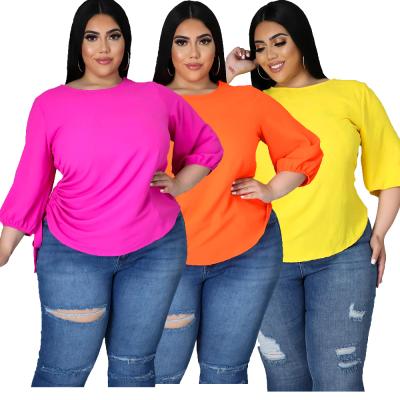 China Breathable GQ3085 plus size women's tops lantern sleeves tops plus size casual plus size tops for sale