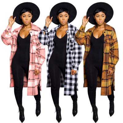 China Breathable Plaid Printed Woman Coat Woolen Women Coats Winter And Autumn Women's Coats for sale