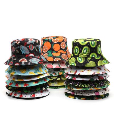 China Dobby New Fruit Pattern Fisherman Hat Men and Women Outdoor Leisure Sunscreen Sun Hats Double-sided Panama  Cap for sale