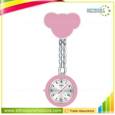 China Stainless Steel Brooch Nurse Watch Mickey Shaped Portable Quartz Movement Digital for sale