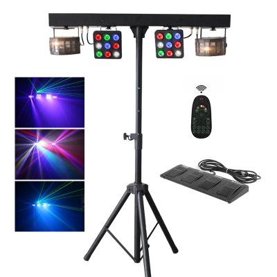 China Wedding Christmas party disco light sstrobe +derby +laser+par combination effect stage light led dj lighting with stand for sale