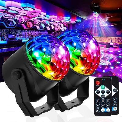 China Wedding LED Disco Ball Light 6w 7 Patterns Sound Activated With Remote DJ Stage Strobe Lights For Home Dance Bar Birthday Party Lights for sale