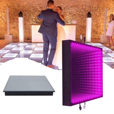 China Colorful Led 3D Stage Time Tunnel RGB Stage Light Up Changing Portable Disco LED Interlock Dance Floor Tiles Panels Mat for sale