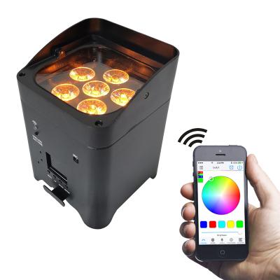 China Wedding Indoor Led Battery Par 6x18w Mini Led Uplights Wireless Par Light Wifi IR Wifi IR Control Rgbwa 6in1 for sale