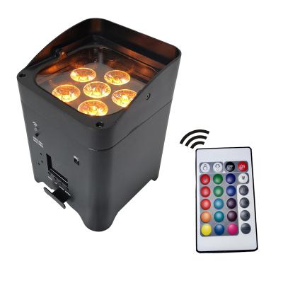 China Wedding uplight 6x18w wireless rgbwa battery wedding disco dj uplight 6in1 UV led par box light for sale