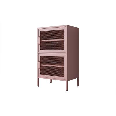 China New Arrival 2 Door Expandable Mesh Storage Cabinet Metal Filing Cabinet Single Corner Storage Cabinet for sale