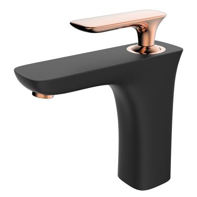 China HIMARK Faucets Metered Deck Mounted Brass Matte Black Single Lever Basin Mixer Taps Single Handle Black Bathroom Sink Faucet for sale