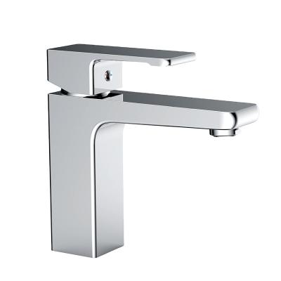 China HIMARK Faucets Brass Main Body Metered Single Handle Mixer Tap Deck Mounted Single Hole Chrome Square Bathroom Basin Faucet for sale