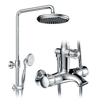 China With Sliding Bar Brass Exposed Mounted Thermostatic Rain Shower System for sale