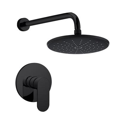 China Without Bathroom Matte Black Sliding Bar HIMARK Single-Function Balanced Rain Shower Faucet Set for sale