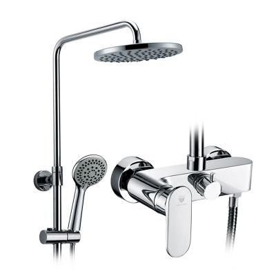 China With Slide Bar OEM Supplier Polished Chrome Plating Bath Shower Faucet Set for sale