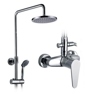 China With Sliding Bar Exposed Mounted Brass Bathroom Shower Faucet Set for sale