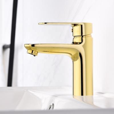 China HIMARK Faucets Single Hole PVD Gold Metered Bathroom Basin Faucet for sale