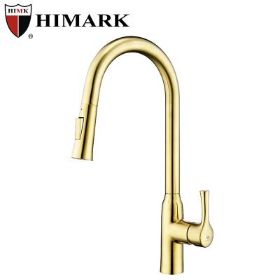 China HIMARK Faucets Gold Thermostatic Contemporary Modern Brass Kitchen Sink Faucet Pull Out for sale