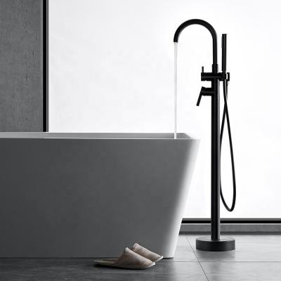 China New Style Slide Bar HIMARK Matte Black Bathtub Mixer Taps Bathroom Floor Free Standing Bathtub Faucet for sale