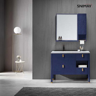 China Snimay Style Waterproof Modern Bathroom Vanities With Mirror Lights Bathroom Cabinet for sale