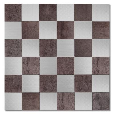 China Living Room Metal Wall Mosaic Backsplash Sticker Waterproof Aluminum Peel And Stick Mosaic Tile Sticker for sale