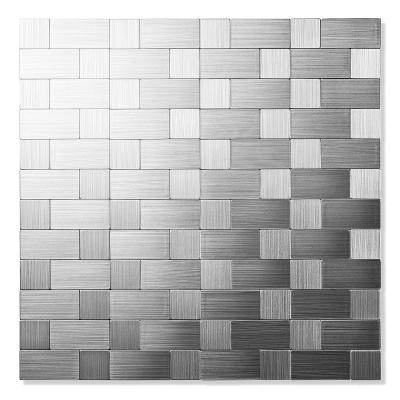 China Factory Price Waterproof High Quality Silver Aluminum Self Adhesive Metal Mosaic Backsplash Peel And Stick Mosaic Wall Decor For Kitchen for sale