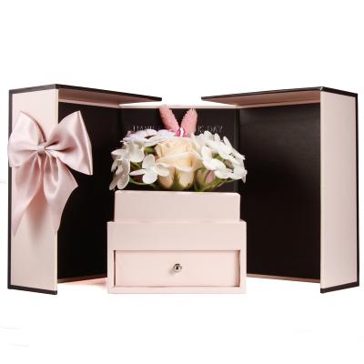 China Jewelry Package Pink Sweated Flower Gift Box Luxury Customize Logo High Quality Jewelry Packaging Box for sale