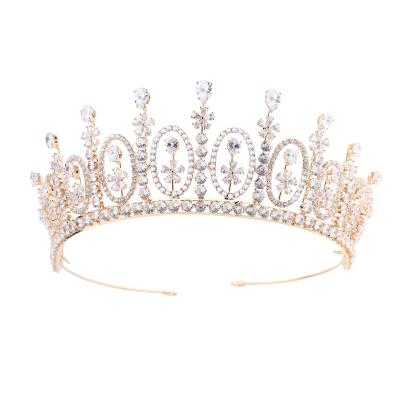 China Cunyan Trendy Platinum Plated Gold Plated Fashion Luxury Wedding Crowns Zircon Crown Bridal Tiara Miss Universe Pageant Crown Tiara for sale