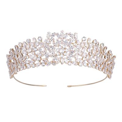 China Cunyan Trendy Platinum Plated 24K Gold Plated Bridal Crown For Wedding Princess Bridal Tiara Diadem Tiaras And Crowns Hair Accessories for sale